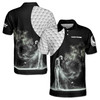 Custom Name Golf Ball Golfer Silhouette Black White 3D Men's Polo Shirt S-5XL