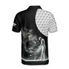 Custom Name Golf Ball Golfer Silhouette Black White 3D Men's Polo Shirt S-5XL