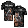 Custom Name Darts Board Tiger Man Black 3D Men's Polo Shirt S-5XL, For Friend