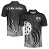 Custom Name Pickleball Paddle Swing Black White 3D Men's Polo Shirt S-5XL