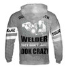 Custom Name Welder Tools Welding Spark Look Crazy Gray Hoodie S-5XL