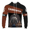 Custom Name Carpenter Woodworker Workbench Leather Black Brown Hoodie S-5XL