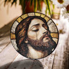 Jesus's Tear God's Crying Stained Glass Suncatcher, Window Hanging Gift for Christians