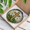 Easter Lily Cross Jesus Stained Glass Suncatcher Window Hanging Gift for Christians