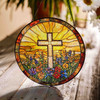Cross of Light Jesus Stained Glass Window Hanging
