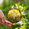 Cross of Light Jesus Stained Glass Window Hanging