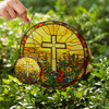 Cross of Light Jesus Stained Glass Window Hanging