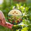 Jesus Light Cross Stained Glass Suncatcher Window Hanging