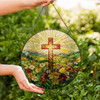Jesus Light Cross Stained Glass Suncatcher Window Hanging