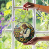 Jesus and Cat Stained Glass Suncatcher Window Hanging Decor