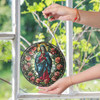 Virgin Mary Stained Glass Suncatcher with Roses Window Hanging
