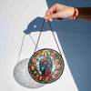 Virgin Mary Stained Glass Suncatcher with Roses Window Hanging