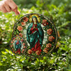 Virgin Mary Stained Glass Suncatcher with Roses Window Hanging