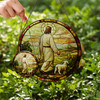 Jesus the Shepherd Stained Glass Suncatcher with Lamb Window Decor