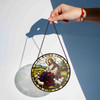 Jesus with Lambs Stained Glass Suncatcher Window Hanging Decor