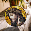 Jesus Crown of Thorns Close Up Stained Glass Suncatcher Window Decor