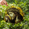 Jesus Crown of Thorns Close Up Stained Glass Suncatcher Window Decor
