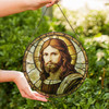 Jesus Portrait Stained Glass Suncatcher Window Hanging Decor