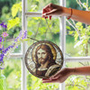 Jesus Portrait Stained Glass Suncatcher Window Hanging Decor