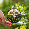 Cross with White Cloth Stained Glass Suncatcher Window Hanging Decor