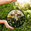 Cross with White Cloth Stained Glass Suncatcher Window Hanging Decor
