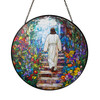 Jesus Walking to Heaven Stained Glass Suncatcher Window Hanging Decor