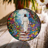 Jesus Walking to Heaven Stained Glass Suncatcher Window Hanging Decor