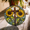 Cross with Sunflowers Stained Glass Suncatcher Window Hanging Decor