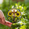 Cross with Sunflowers Stained Glass Suncatcher Window Hanging Decor