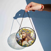 Jesus with Flower Crown Stained Glass Suncatcher Window Hanging Decor