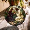 Jesus and Woman in Garden Stained Glass Suncatcher Window Hanging Decor