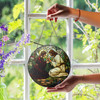 Jesus and Woman in Garden Stained Glass Suncatcher Window Hanging Decor