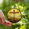 Jesus on the Cross Stained Glass Suncatcher Window Hanging Decor