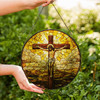 Jesus on the Cross Stained Glass Suncatcher Window Hanging Decor