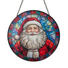 Santa Claus Face Stained Glass Suncatcher Window Hanging Christmas Decor