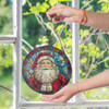 Santa Claus Face Stained Glass Suncatcher Window Hanging Christmas Decor