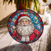 Santa Claus Face Stained Glass Suncatcher Window Hanging Christmas Decor