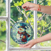 Snowman Winter Stained Glass Suncatcher Window Hanging Decor