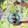 Snowman Winter Stained Glass Suncatcher Window Hanging Decor