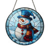 Snowman Winter Stained Glass Suncatcher Window Hanging Decor