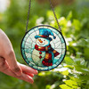 Snowman Winter Stained Glass Suncatcher Window Hanging Decor