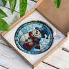 Snowman Winter Stained Glass Suncatcher Window Hanging Decor