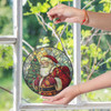 Santa Claus Christmas Tree Stained Glass Suncatcher Window Hanging Decor