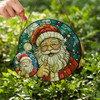 Smiling Santa Night Sky Stained Glass Suncatcher Window Hanging Decor