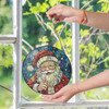 Smiling Santa Night Sky Stained Glass Suncatcher Window Hanging Decor