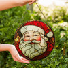Vintage Santa Face Stained Glass Suncatcher Window Hanging Christmas Decor