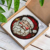 Vintage Santa Face Stained Glass Suncatcher Window Hanging Christmas Decor