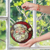 Vintage Santa Face Stained Glass Suncatcher Window Hanging Christmas Decor