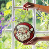 Vintage Santa Face Stained Glass Suncatcher Window Hanging Christmas Decor