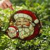 Vintage Santa Face Stained Glass Suncatcher Window Hanging Christmas Decor